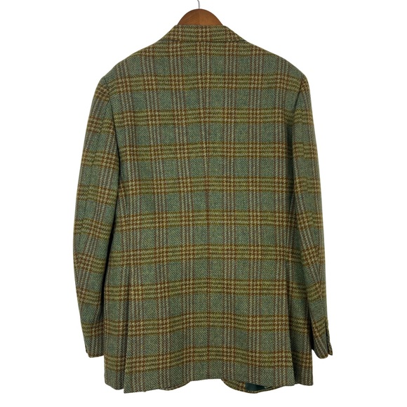 Vintage Men’s Green Plaid Blazer Sports Coat Two Button Union Made Mid-Century M - Picture 7 of 10